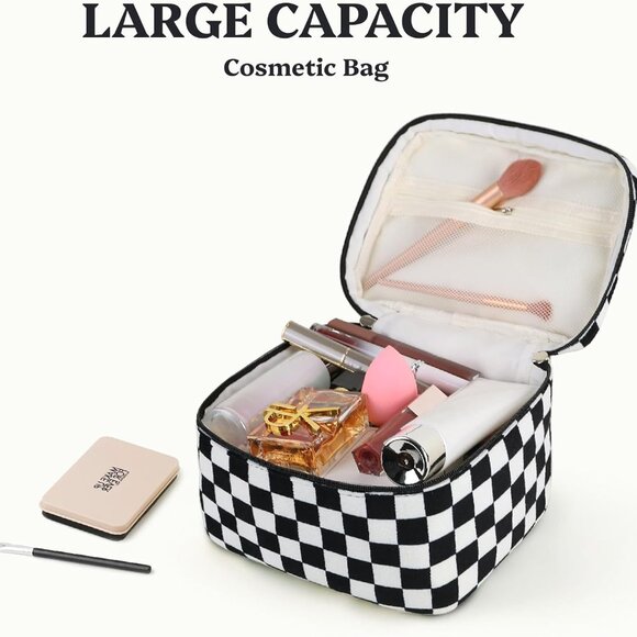 Corduroy Large Travel Quilted Makeup Bag for Women Floral Cotton Cosmetic Bag Co - Picture 5 of 13